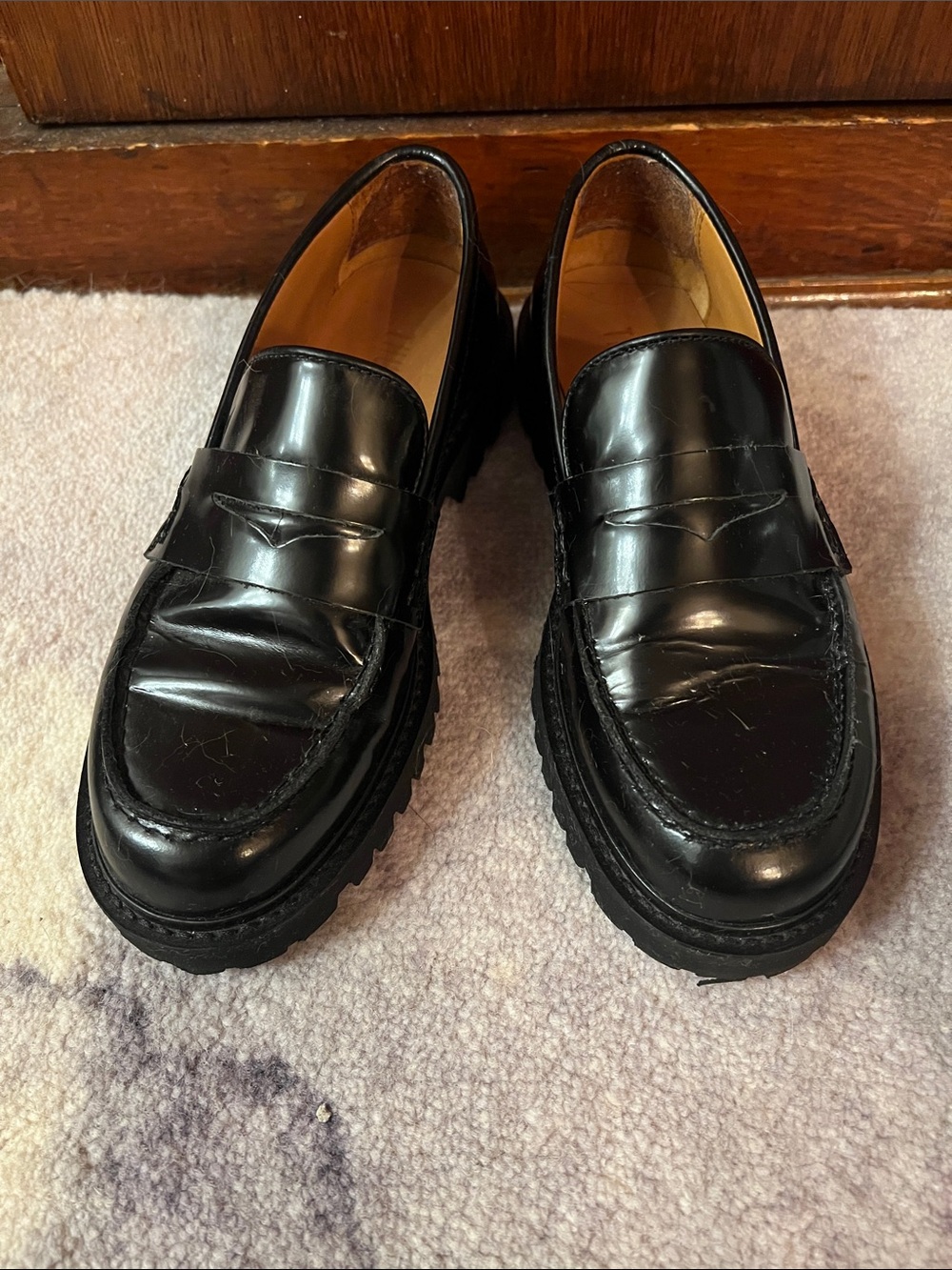 Women’s Black Leather Penny Loafers